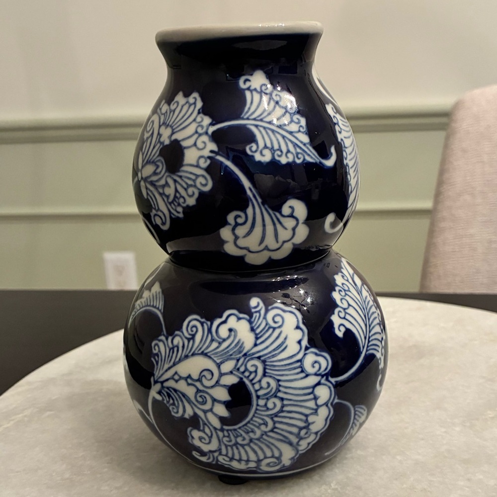 Elegant Blue and White Ceramic Vase